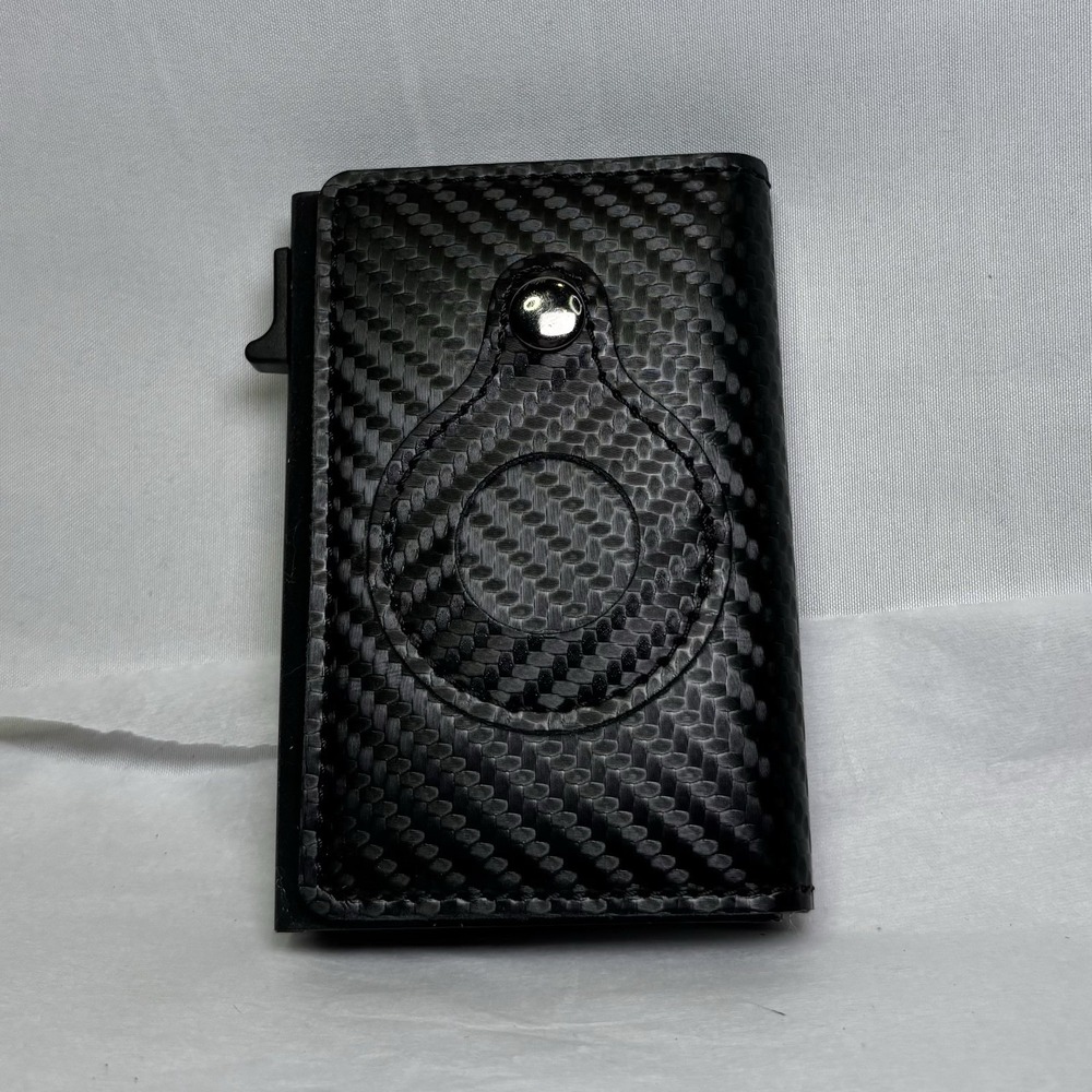AirTag Black Wallet Anti Theft Bullet Card Bag Multi-functional Rfid Card Holder